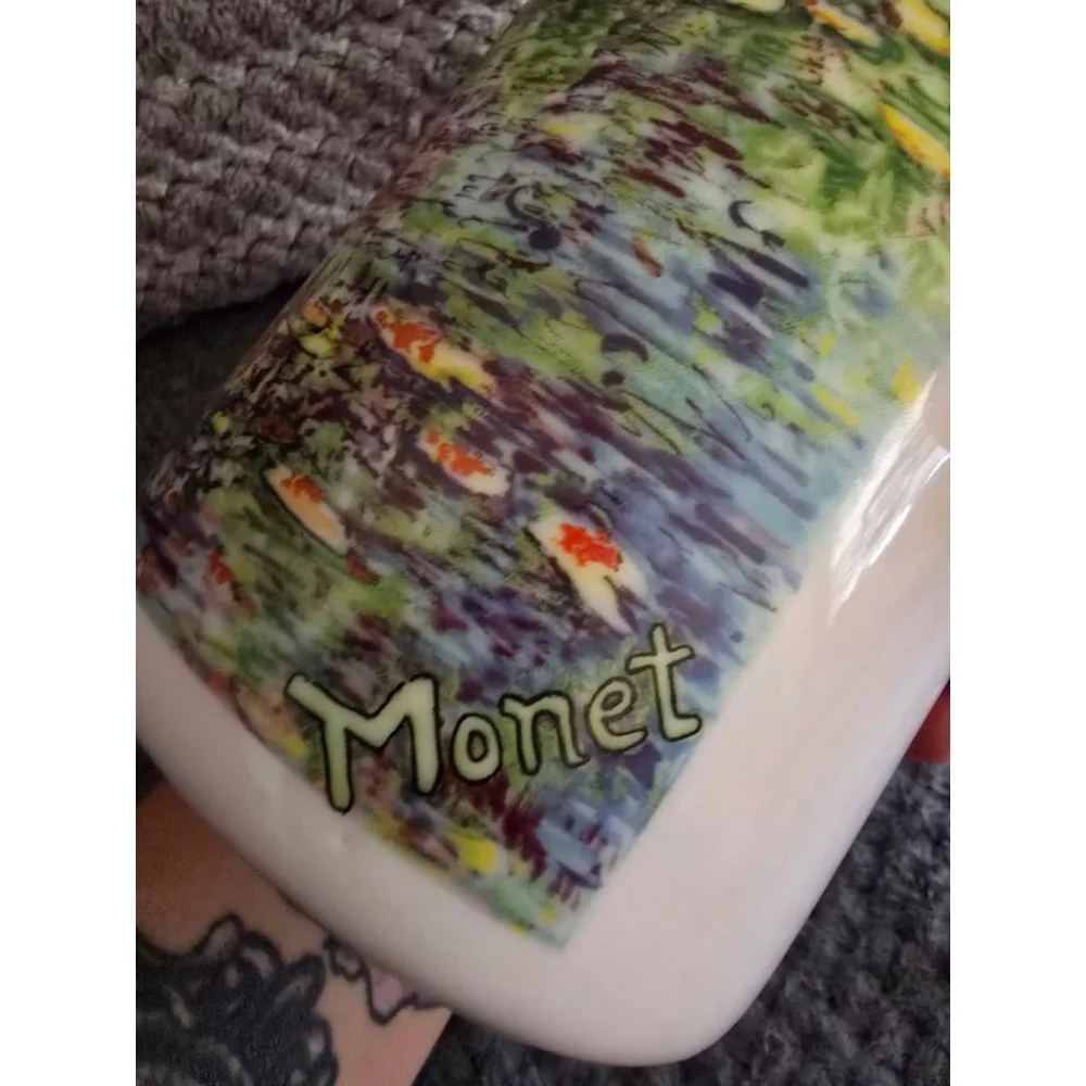 Rare Vintage Chaleur Master Impressionists Art Monet Water Lilies Pitcher Vase